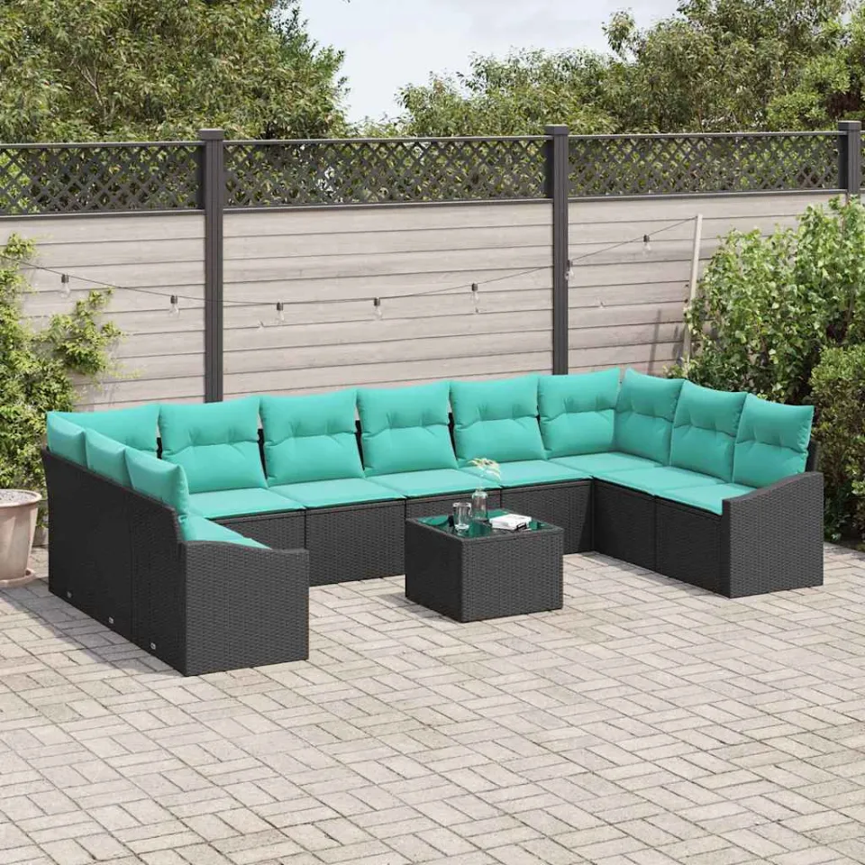 vidaXL Bankstel 11 st Zwart poly rattan, foto 3