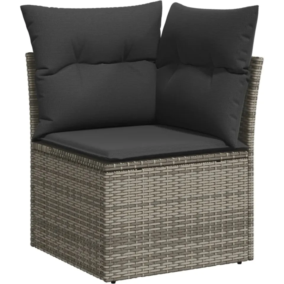vidaXL 10-delige Loungeset met kussens poly rattan grijs, foto 4