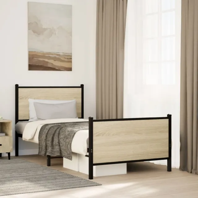 vidaXL Bedframe zonder matras metaal sonoma eikenkleurig 80x200 cm