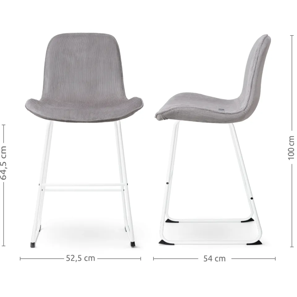 Nolon Nino-Fé barkruk rib warm grijs - wit onderstel - 65 cm, foto 3
