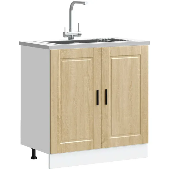 vidaXL Spoelbakonderkast Porto 80x46x81,5 cm bewerkt hout sonoma eiken Bruin