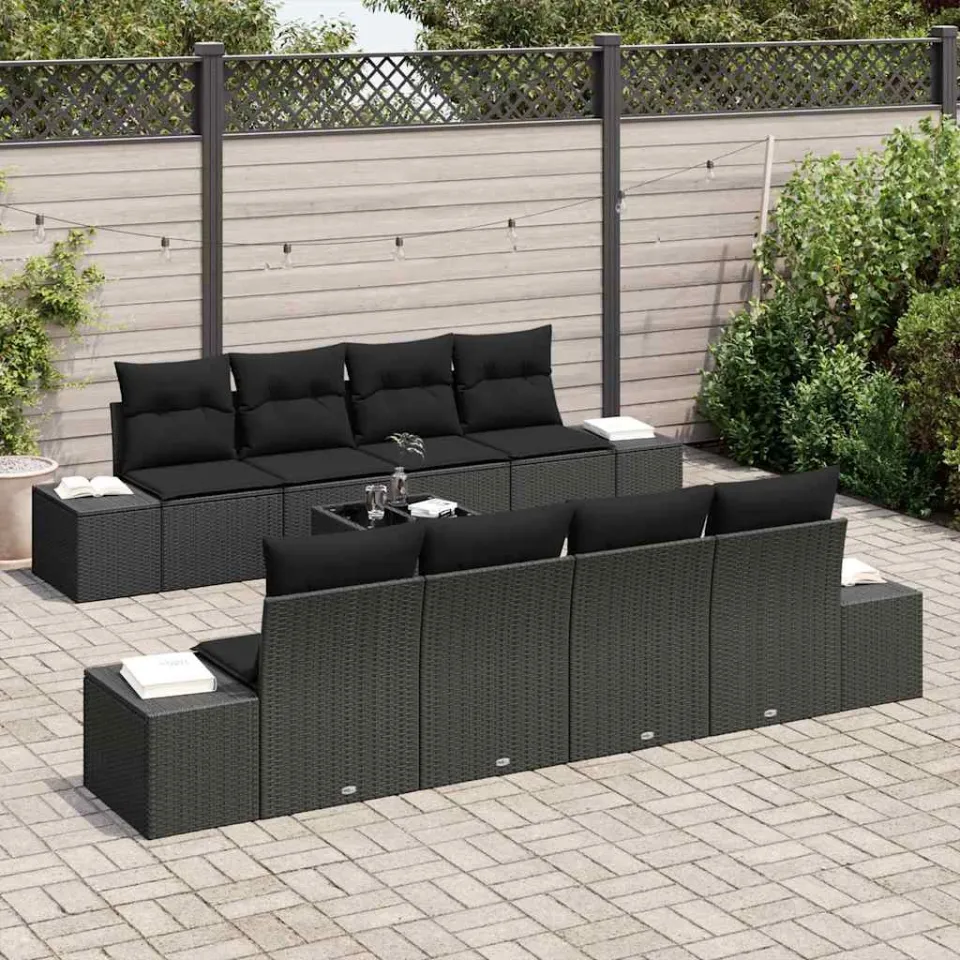 vidaXL Tuin Sofa Set 8 st Zwart poly rattan, foto 3