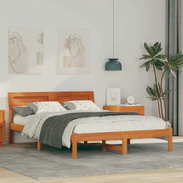 vidaXL Bedframe Wasbruin 120 x 200 cm Massief grenenhout