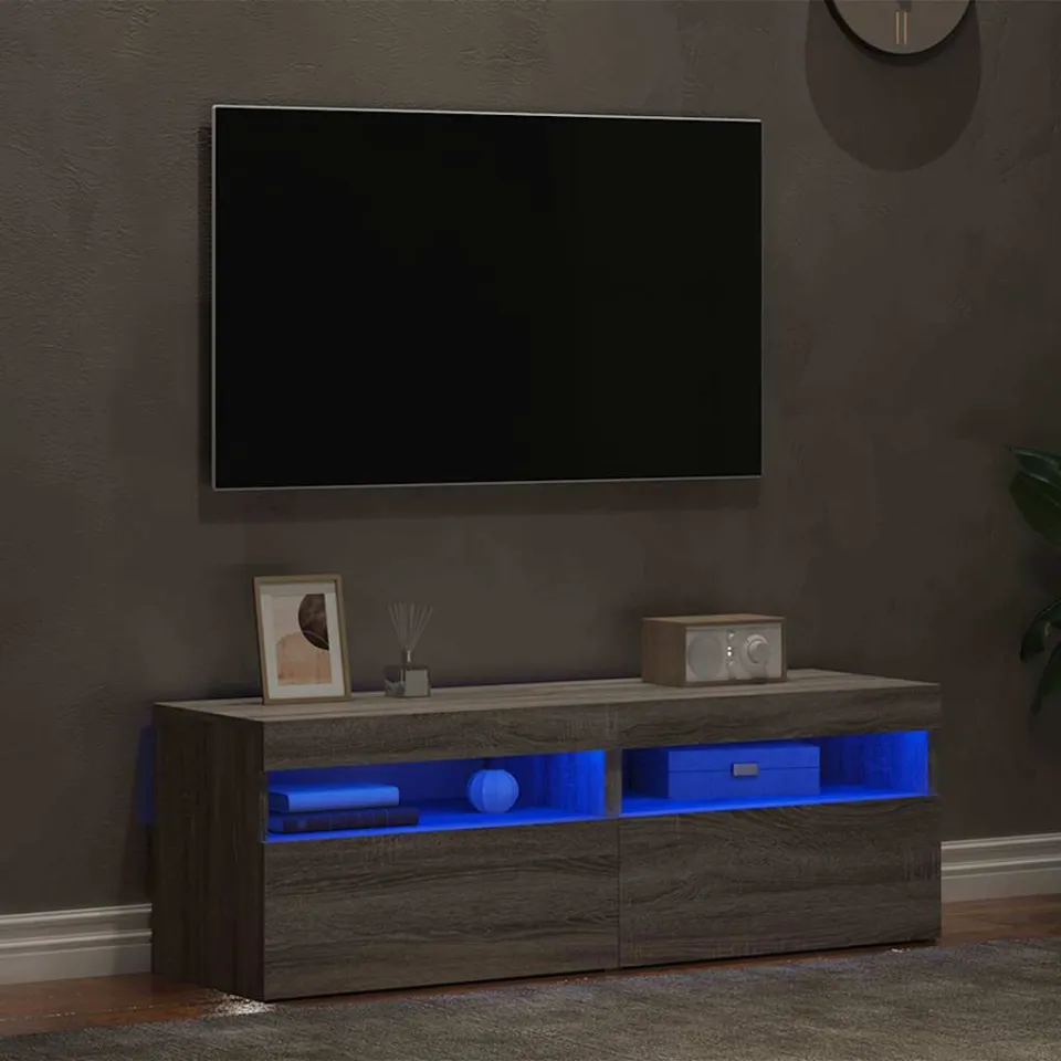 vidaXL Tv-meubels 2 st met LED-verlichting 60x35x40 cm grijs sonoma, foto 4