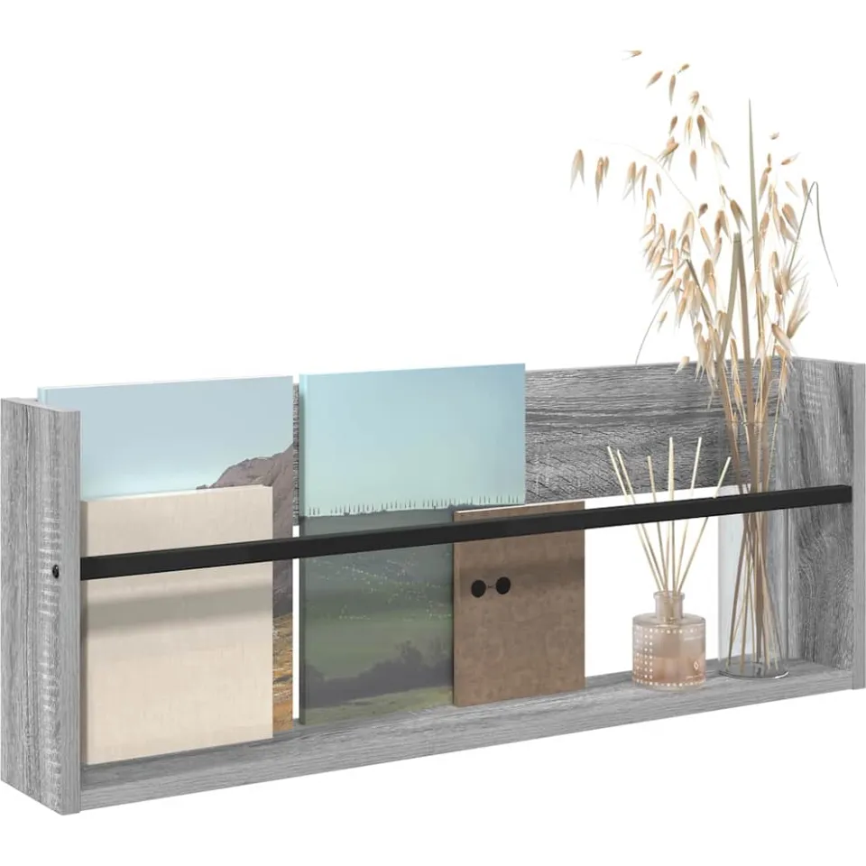 vidaXL Tijdschrift Rek Grijs Sonoma 80 x 12 x 30 cm Bewerkt hout