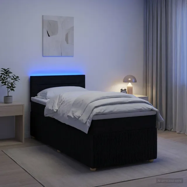 vidaXL Boxspringbed met matras met hoofdeinde Zwart 80 x 200 cm Stof
