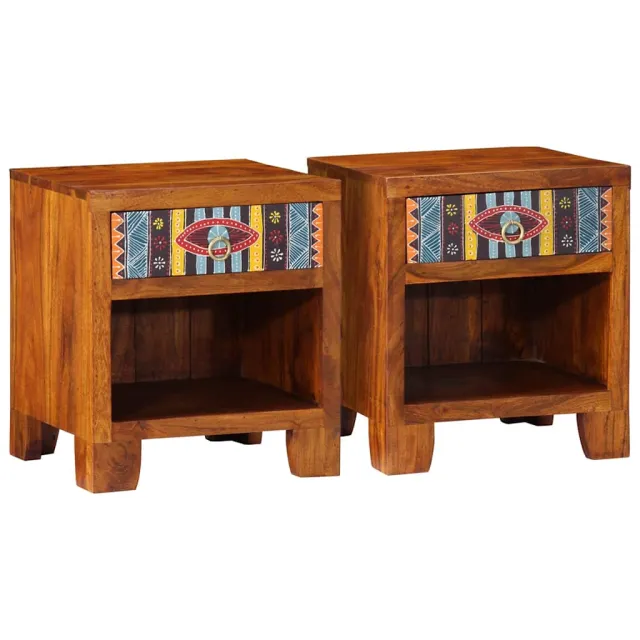 vidaXL Nachtkastje 2 st 40x35x45 cm massief acaciahout Bruin