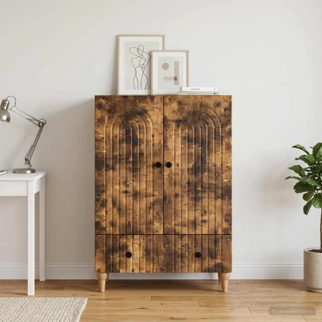 vidaXL Dressoir Gerookt eiken 66 x 34,5 x 95 cm Bewerkt hout, foto 2
