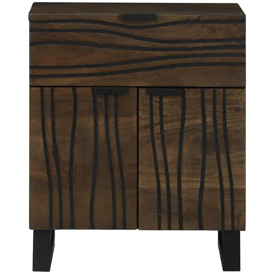 vidaXL Nachtkastje Walnotenhout 50 x 33 x 60 cm Bewerkt hout bruin, foto 3