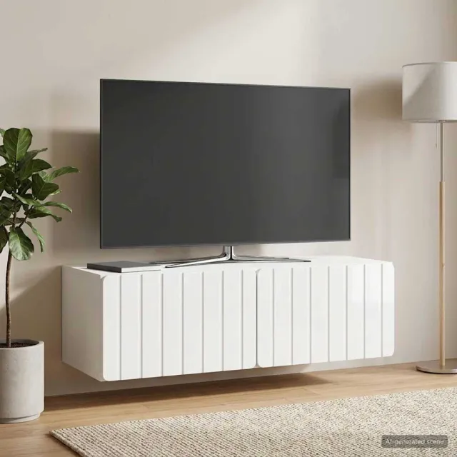 vidaXL Wandbeugel TV-kast 98 x 41 x 30 cm Hoogglans Wit Bewerkt hout