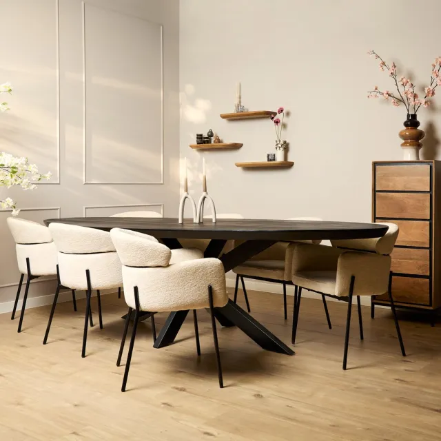 Starfurn Eettafel Brandy - Zwart - 110x240x76 cm