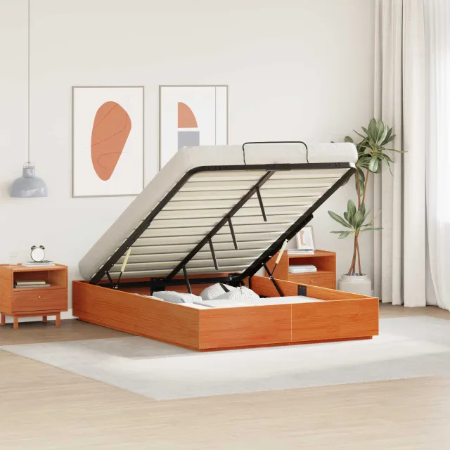 vidaXL Ottoman Bedframe met Opslag Wasbruin 140 x 190 cm