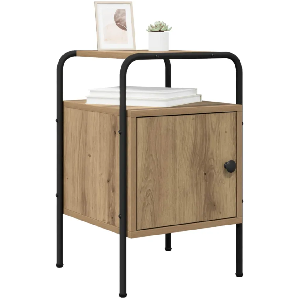 vidaXL Nachtkastje Artisanaal eiken 35 x 36.5 x 56 cm Bewerkt hout Bruin