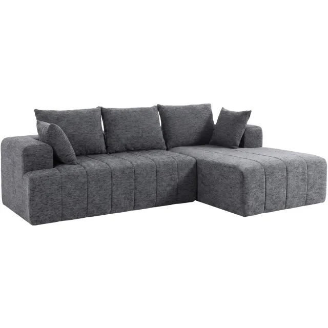 Homcom Corner Sofa-Chenille (100 % Polyester)-Grau Grijs