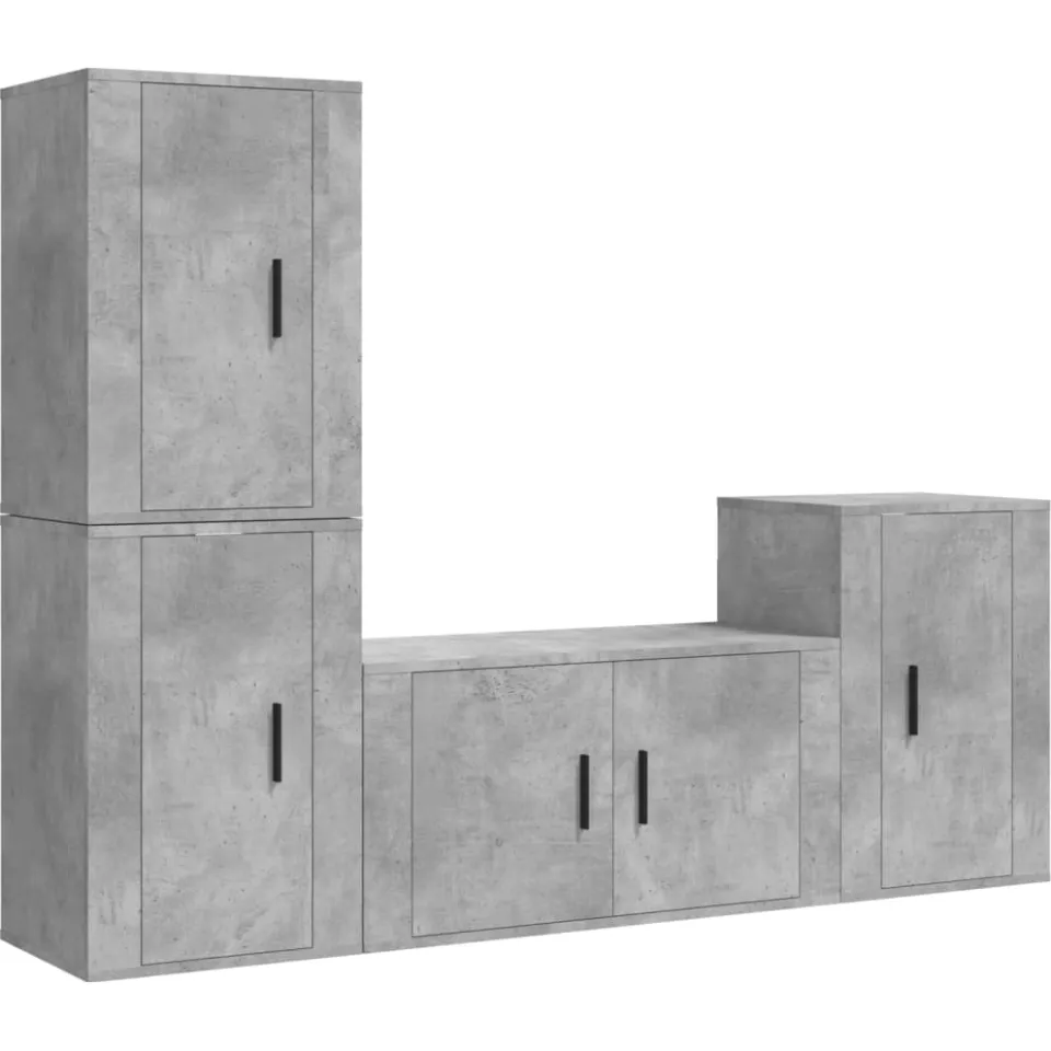 vidaXL 4-delige Tv-meubelset bewerkt hout betongrijs grijs, foto 3