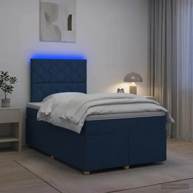 vidaXL Boxspringbed met matras met hoofdeinde Blauw 120 x 200 cm Stof