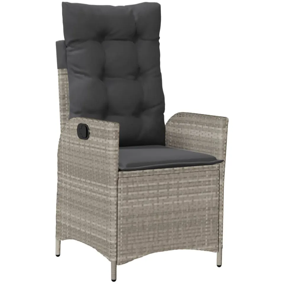 vidaXL 7-delige Tuinset met kussens poly rattan grijs