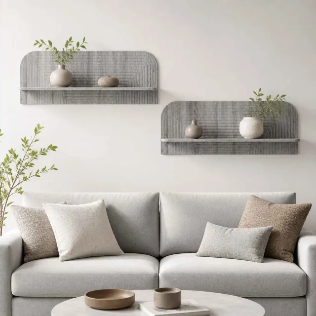 vidaXL Wandplank 2 st Grijs Sonoma 102 x 13.5 x 37.5 cm Bewerkt hout
