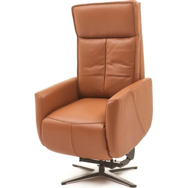 Swiss-Relax.be Swiss-Relax - Sta op stoel - Sereno - Cognac - Leer - gebruiksklaar afgeleverd - leder - draaibaar - elektrisch - relaxfauteuil