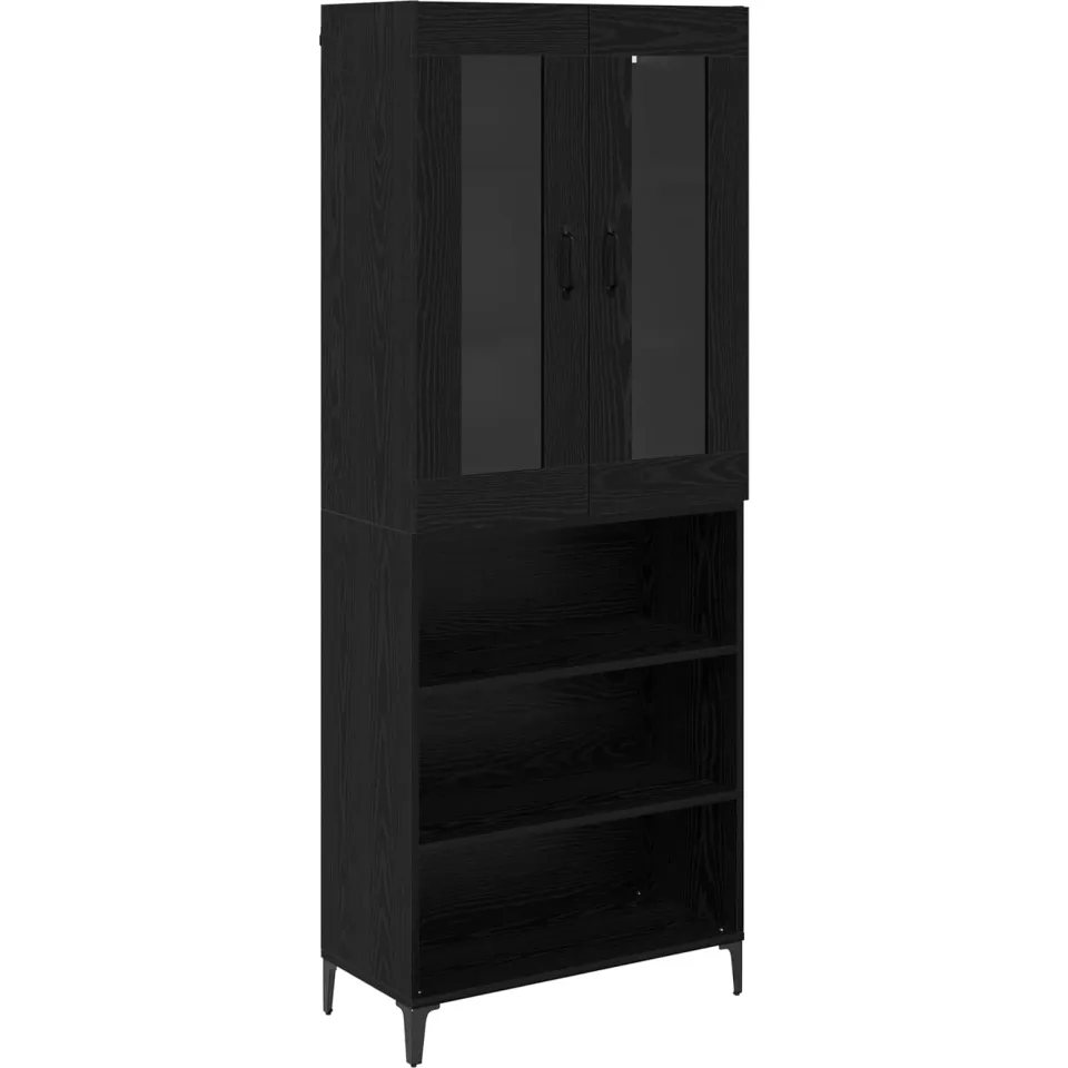 vidaXL Highboard Zwart Eiken 69,5 x 34 x 180 cm Bewerkt hout, foto 3