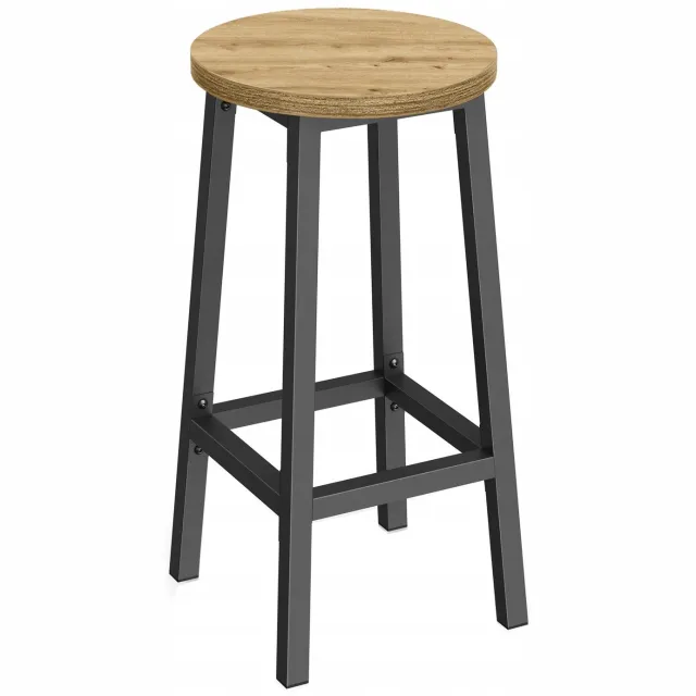 Songmics Barkruk Artisan Eiken met Zwarte Poten - 65 cm Hoog Black