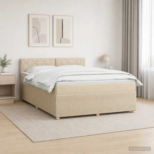 vidaXL Boxspringbed met matras Crèmekleurig 140 x 200 cm Stof
