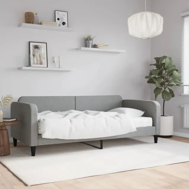 vidaXL Slaapbank met matras 90x200 cm stof lichtgrijs grijs