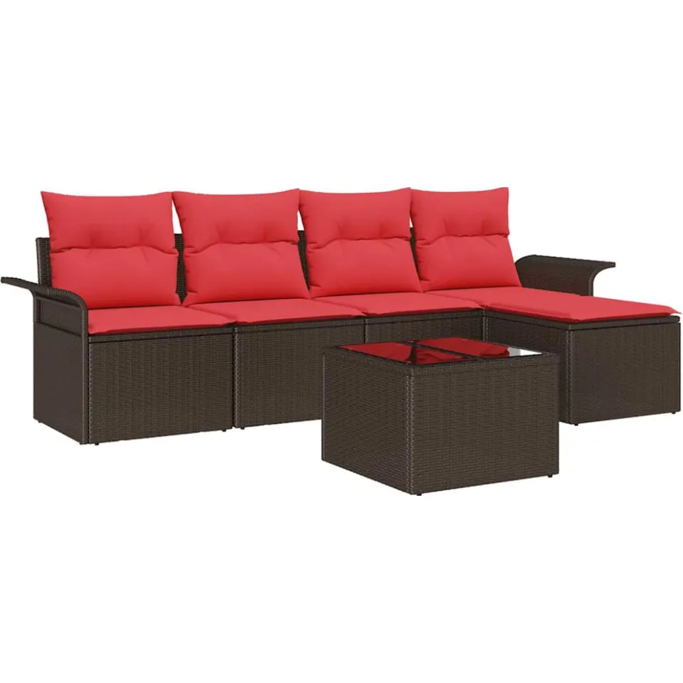 vidaXL Tuin Sofa Set 6 st Bruin poly rattan