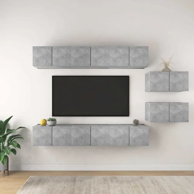 vidaXL Tv-meubelen 8 st bewerkt hout betongrijs grijs