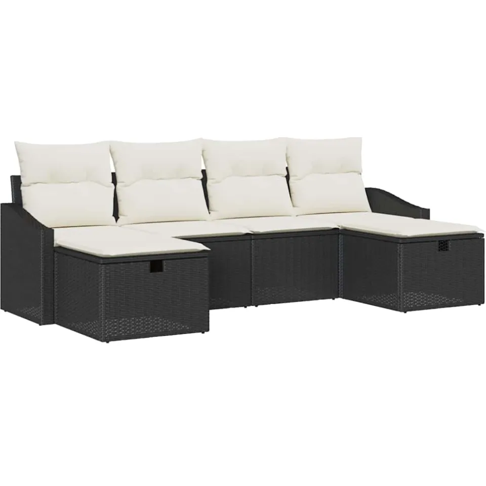 vidaXL Tuin Sofa Set 6 st poly rattan Grijs