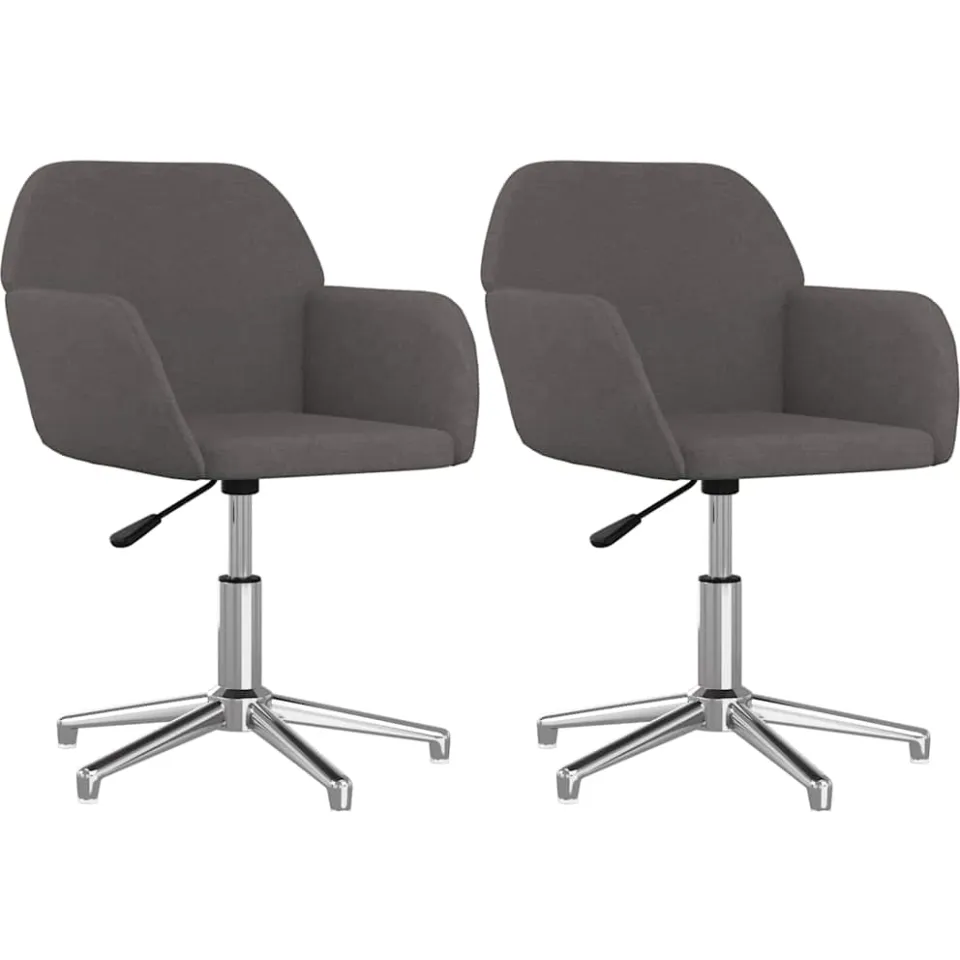 vidaXL Eetkamerstoelen draaibaar 2 st stof donkergrijs grijs, foto 3