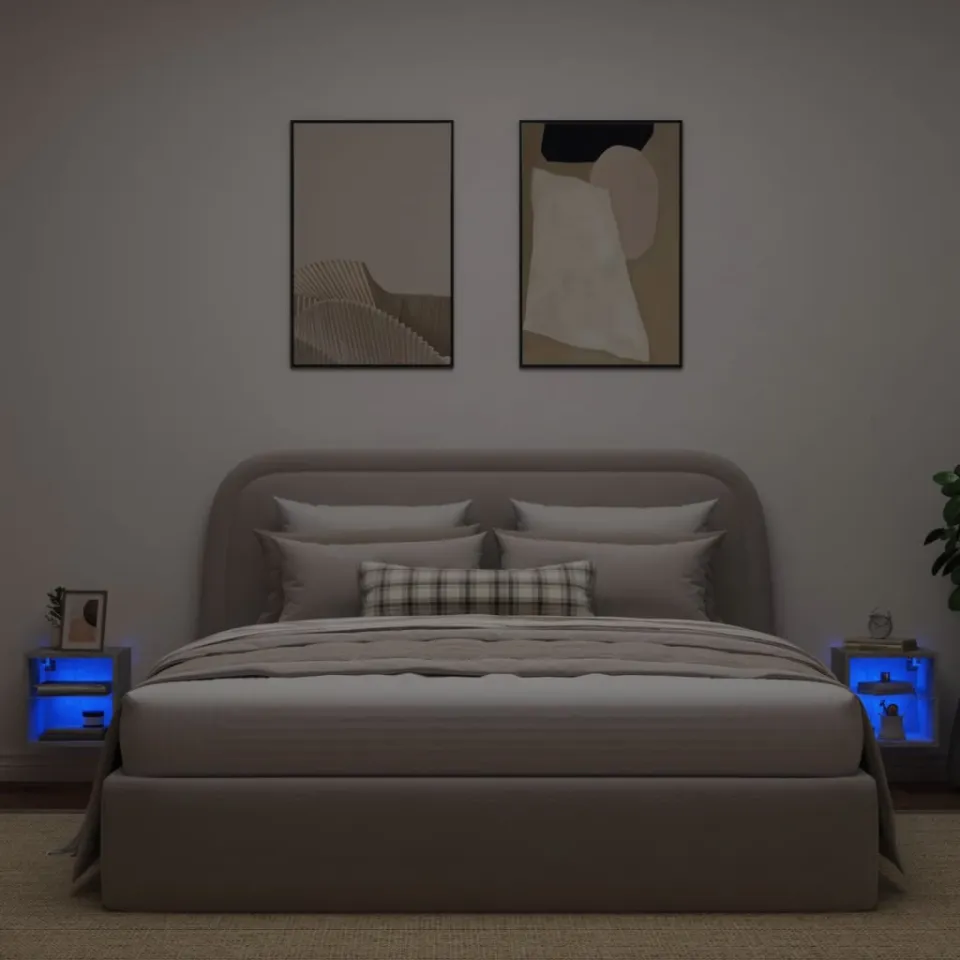 vidaXL Tv-wandmeubels met LED 2 st 30x28,5x30 cm betongrijs grijs, foto 4