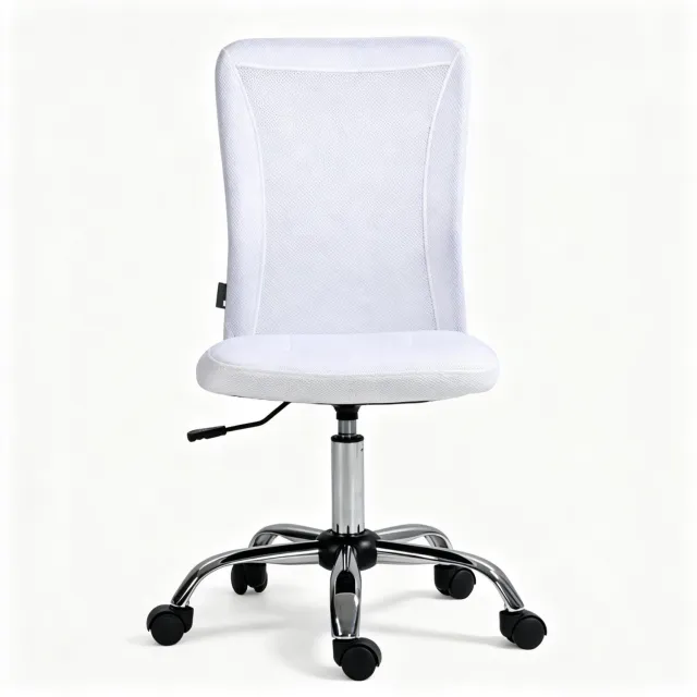 OKWISH Bureaustoel 43 x 58 x 90–100 cm - Verstelbare Zithoogte en Draaibaar - Voor Kantoor en Thuis - Gaasstof en Metaal - Wit