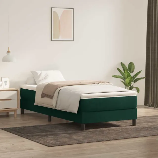 vidaXL Bed boxspring zonder matras 200x220 cm fluweel donkergroen