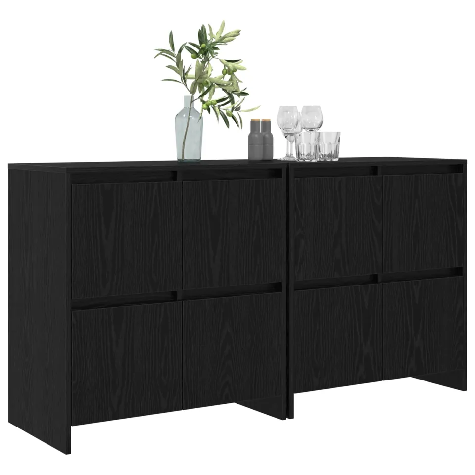 vidaXL Dressoirs 2 st Zwart eiken 70 x 41 x 75 cm Bewerkt hout