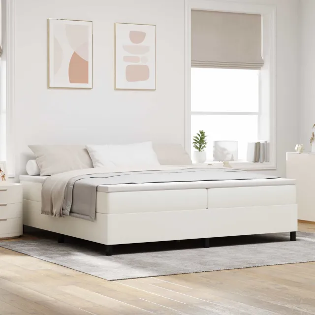 vidaXL Platform bedframe Crème 200 x 200 cm Katoen Stof
