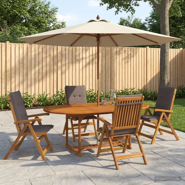 vidaXL 5-delige tuin eetset Naturel Massief Acaciahout, foto 2