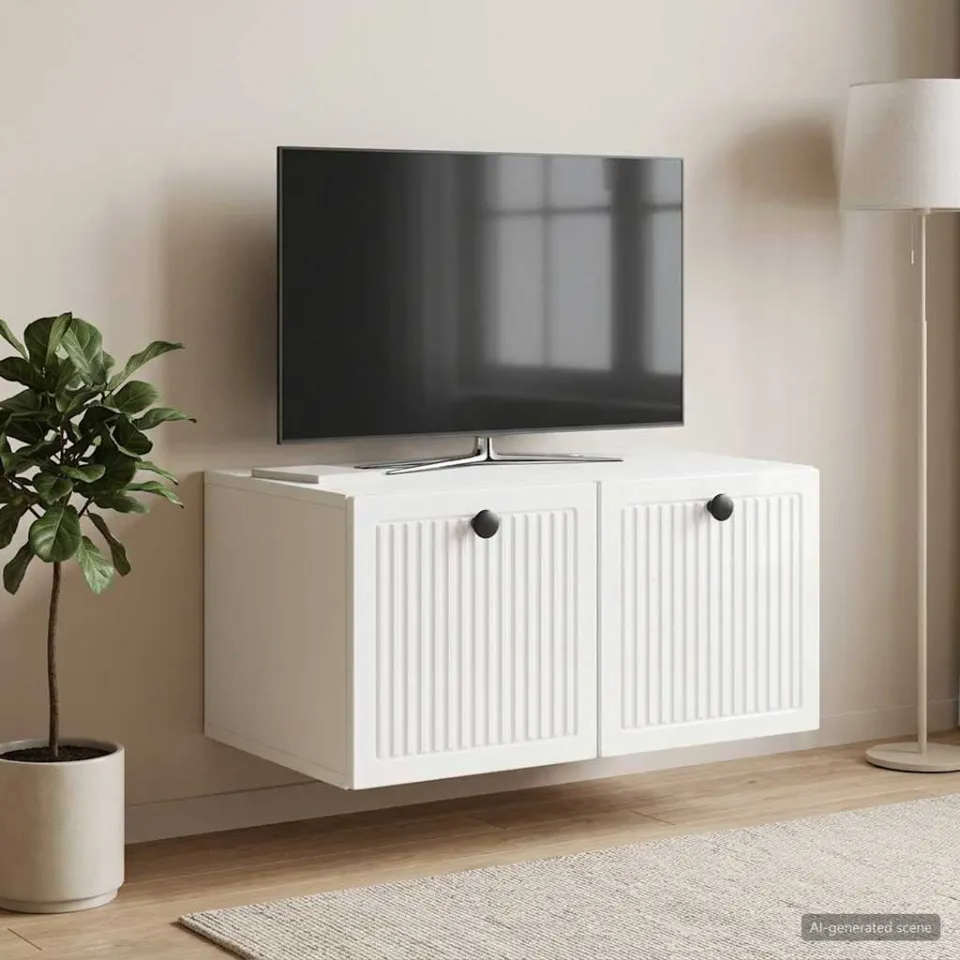 vidaXL Wandbeugel TV-kast Hoogglans Wit 59,5 x 41 x 30 cm Bewerkt hout, foto 4