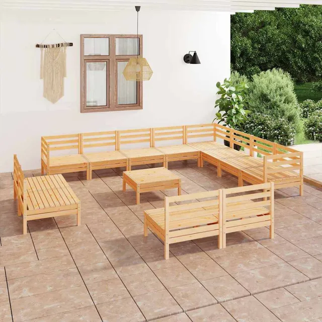vidaXL 13-delige Loungeset massief grenenhout bruin, foto 2