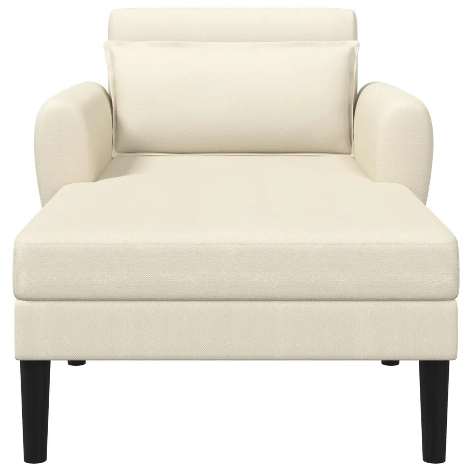 vidaXL Chaise longue Crèmekleurig Grof geweven fluweel