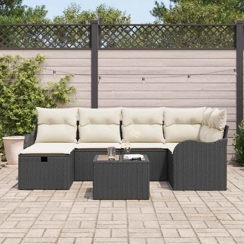 vidaXL Tuin Sofa Set 7 st Poly riet bruin, foto 3