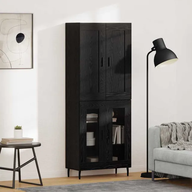 vidaXL Hoge kast 2 st Zwart Eiken 69,5 x 34 x 180 cm Bewerkt hout, foto 2