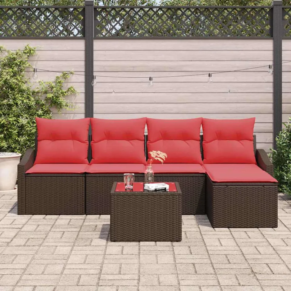 vidaXL Bankstel 6 st Bruin poly rattan, foto 3