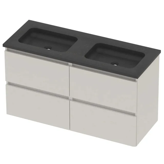 Basic-Line Rocky 46 Badmeubelset Hardsteen 120x46x62 cm R46bschw2x600 Ice White Blue Stone Grijs