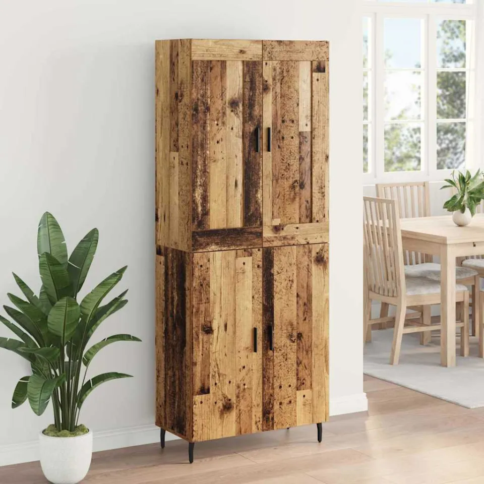 vidaXL Hoge kast 2 st Oudhout 69,5 x 34 x 180 cm Bewerkt hout bruin, foto 4