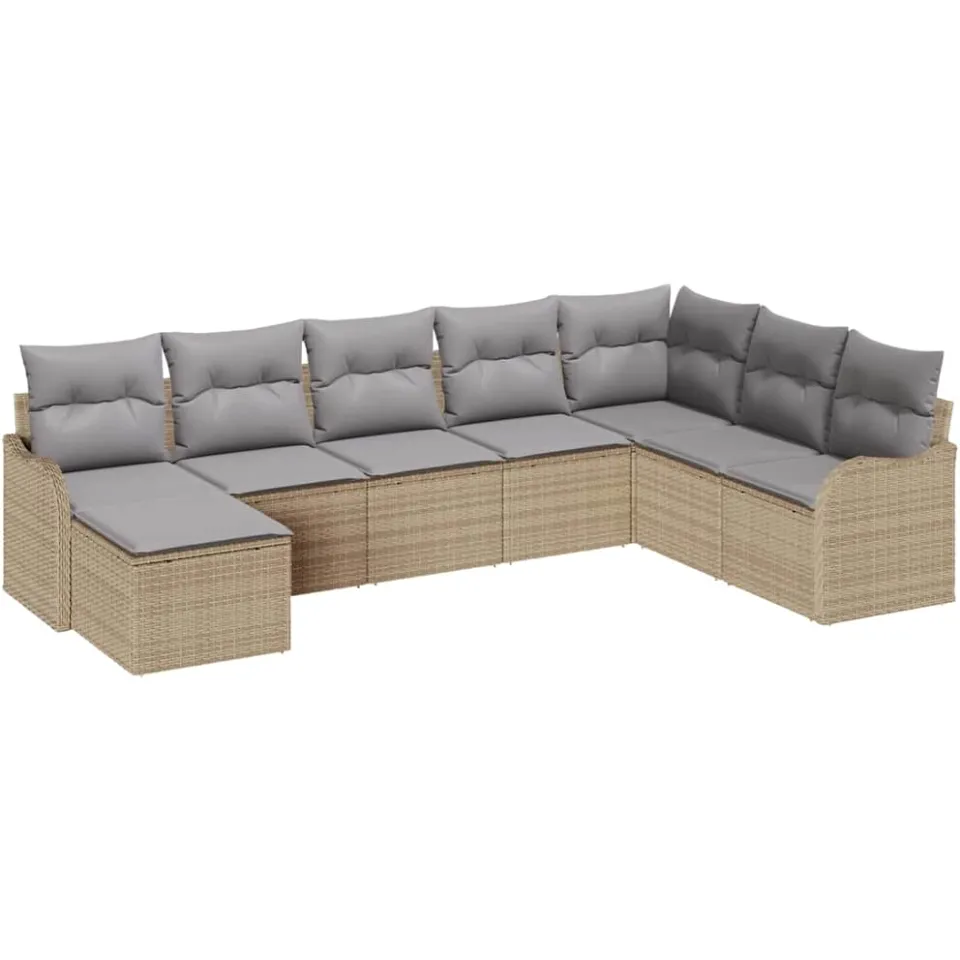 vidaXL Tuin Sofa Set 8 st Beige en Licht Grijs poly rattan