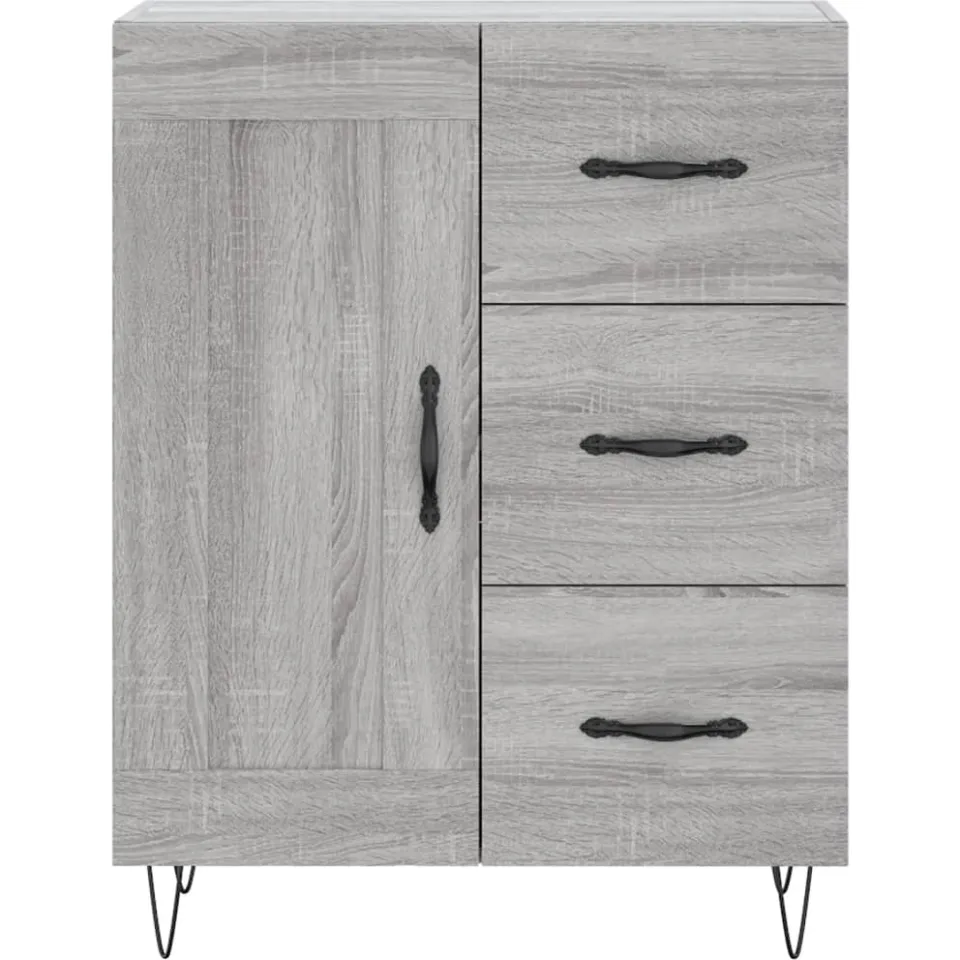 vidaXL Dressoir 69,5x34x90 cm bewerkt hout grijs sonoma eikenkleurig, foto 2