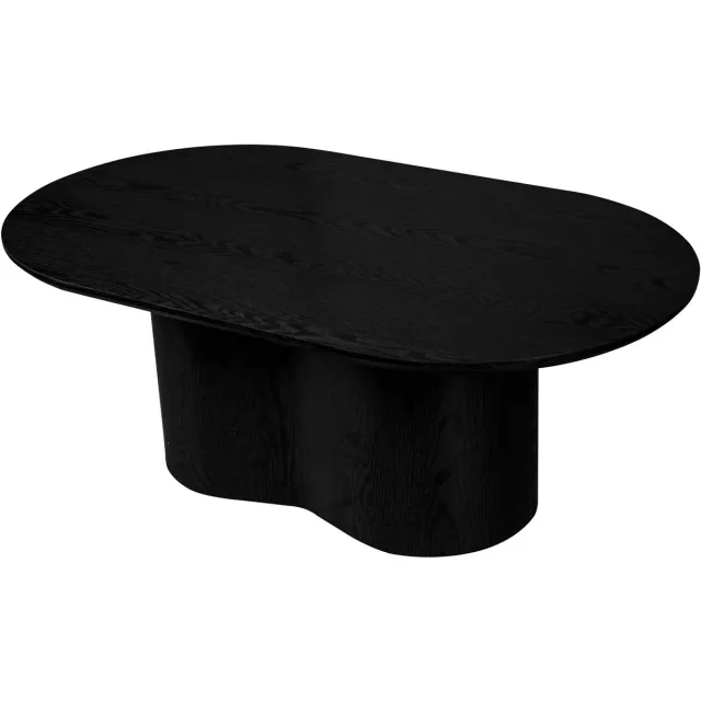 Lizzely Garden & Living Salontafel Japandi ovaal zwart MDF 120cm Rumi bijzettafel Japanse stijl