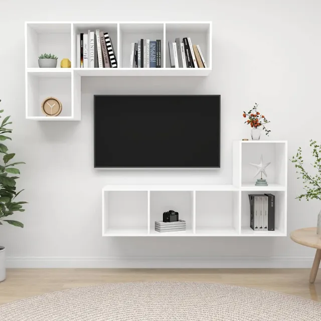 vidaXL 4-delige Tv-meubelset bewerkt hout wit, foto 2