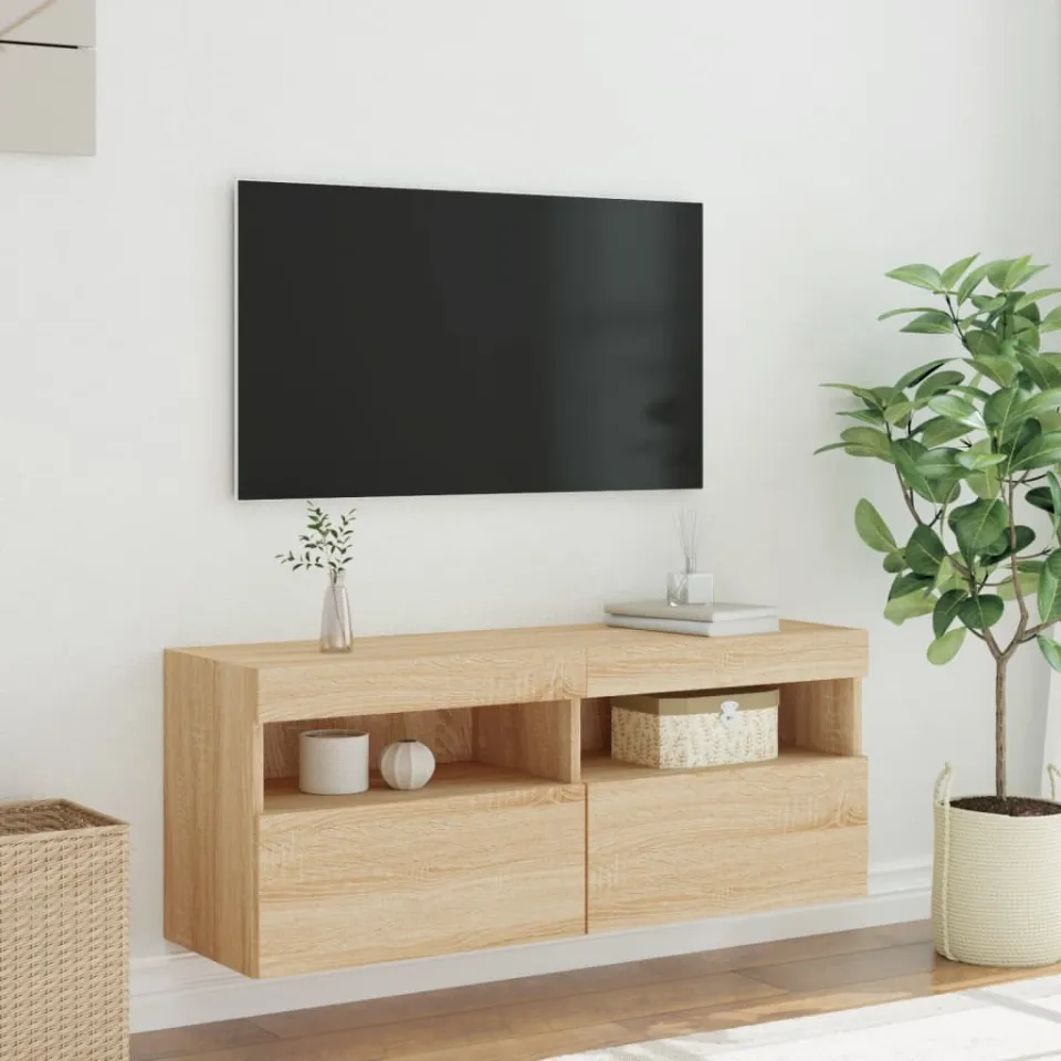 vidaXL Tv-wandmeubel met LED-verlichting 100x30x40 cm sonoma eiken, foto 4